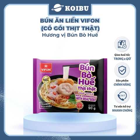 VIFON - Bún Bò Huế Vifon thịt thật, Bún Bò Huế thịt thật Vifon, Bún Bò Huế ăn liền Vifon, Bún Vifon - 90g/gói - 00889