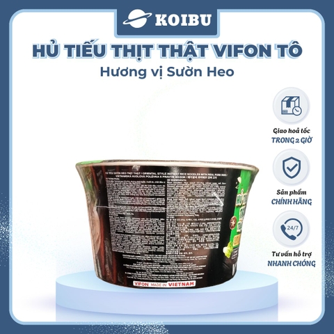 VIFON - Hủ tiếu thịt thật tô Vifon Sườn heo, Hủ tiếu sườn heo thịt thật Vifon tô hủ tiếu ăn liền - 90g/tô - 00415
