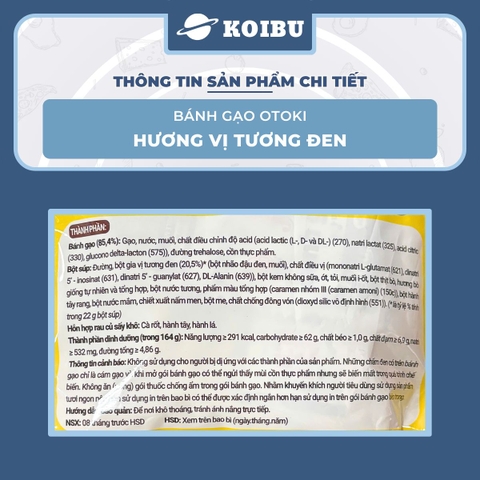 OTOKI - Bánh gạo Otoki hương vị Tương đen, Bánh gạo Tương đen Otoki Jin, Bánh gạo tương đen Jin Ottogi - 164g/gói - 00689