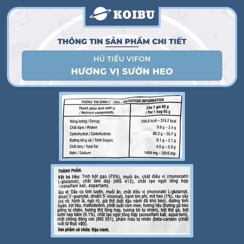 VIFON - Hủ tiếu Vifon hủ tiếu Sườn heo, Hủ tíu Sườn heo Vifon, Vifon Hủ tiếu Sườn heo, Hủ tíu Vifon - 65g/gói - 00165