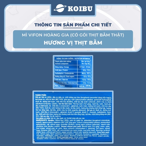 VIFON - Mì Hoàng Gia hương vị Thịt Bằm (có gói thịt bằm thật), Mì thịt bằm Hoàng Gia Vifon ăn liền - 130g/gói - 00213
