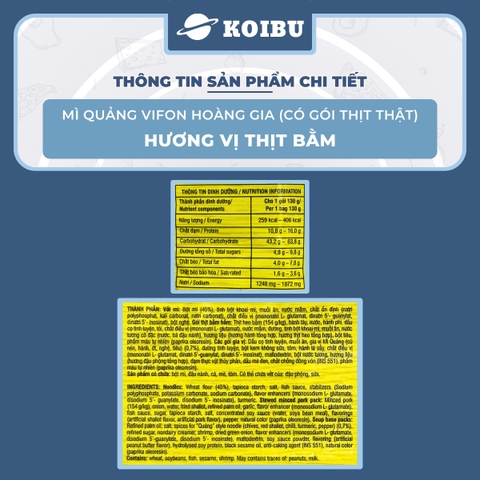 VIFON - Mì Hoàng Gia hương vị Mì quảng thịt bằm (có thịt thật), Vifon Mì quảng Hoàng Gia Vifon - 130g/gói - 00209