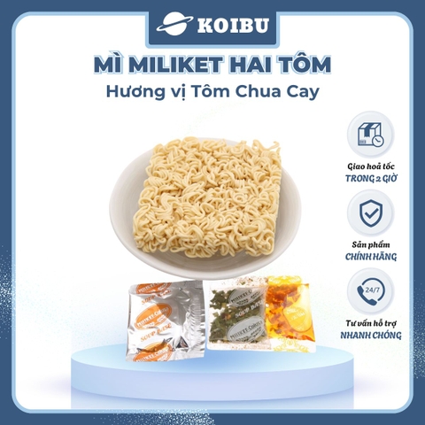 COLUSA - Mì giấy Miliket Hai Tôm gói vị Tôm chua cay, Mì tôm hiệu Hai Tôm Miliket hiệu 2 Tôm Colusa - 70g/gói - 00097
