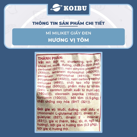 COLUSA - Mì Miliket gói giấy đen hương vị Tôm, Mì tôm gói giấy đen Miliket, Mì giấy Miliket Colusa - 65g/gói - 00090