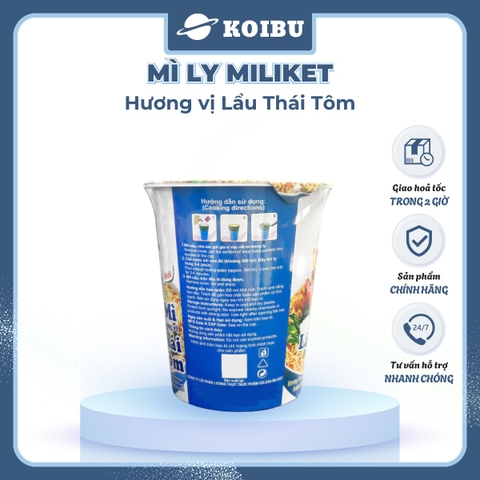 COLUSA - Mì ly Miliket hương vị Lẩu Thái Tôm, Mì Miliket ly Lẩu Thái Tôm, Mì lẩu thái tôm ly Miliket - 65g/ly - 00079