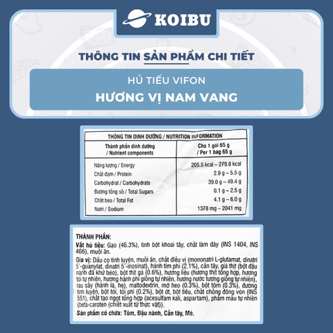 VIFON - Hủ tiếu Vifon hủ tiếu Nam vang, Hủ tíu Nam vang Vifon, Hủ tiếu Nam vang Vifon, Hủ tíu Vifon - 65g/gói - 00163