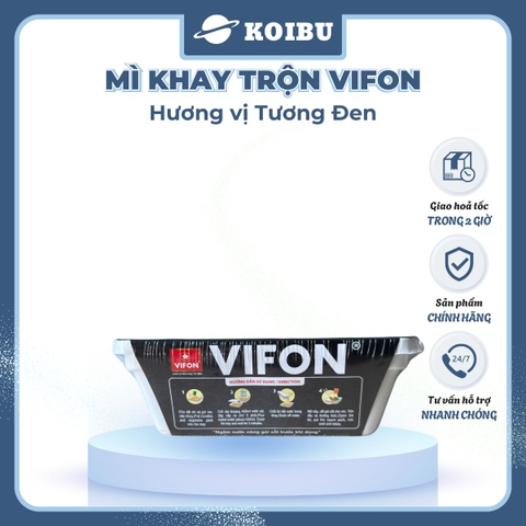 VIFON - Mì khay trộn Vifon hương vị Tương đen (có gói xốt Tương đen), Mì xào tương đen Vifon khay - 90g/khay - 00240