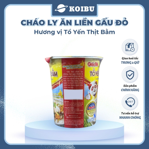 ASIAFOODS - Cháo ly tổ yến Gấu Đỏ hương vị thịt bằm, Cháo tổ yến thịt bằm Gấu Đỏ ly, Cháo yến Gấu Đỏ - 50g/ly - 00445