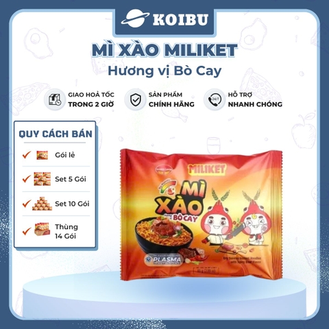 COLUSA - Mì xào Miliket hương vị Bò cay, Miliket Mì xào ăn liền Miliket, Mì trộn Bò cay Miliket