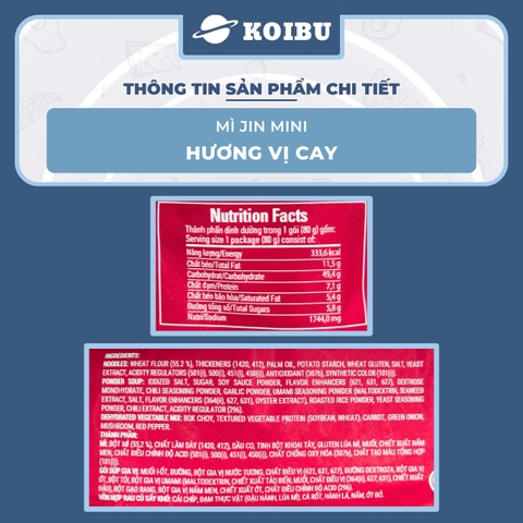OTOKI - Mì Jin Mini hương vị cay, Mì Jin cay Mini, Mì Mini Jin Otoki cay, Mì Jin Ottogi Hàn Quốc - 80g/gói - 00403