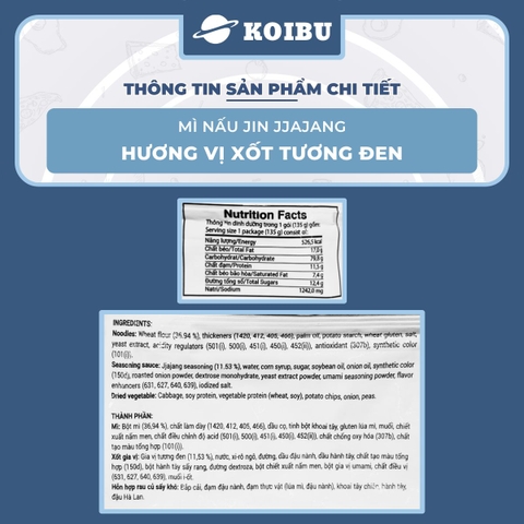 OTTOGI - Mì nấu Jin Jjajang hương vị trộn Xốt tương đen, Mì Sốt tương đen Jin, Mì trộn Jin Jjajang - 135g/gói - 00529