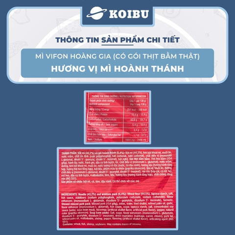 VIFON - Mì Hoàng Gia hương vị Hoành Thánh (có gói thịt bằm thật), Mì hoành thánh Hoàng Gia Vifon - 130g/gói - 00210
