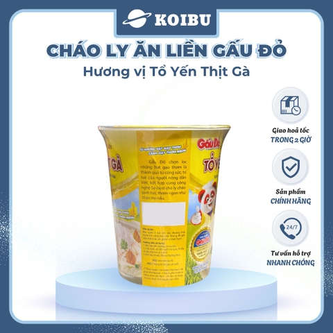 ASIAFOODS - Cháo ly tổ yến Gấu Đỏ hương vị thịt gà, Cháo tổ yến thịt gà Gấu Đỏ ly, Cháo yến Gấu Đỏ - 50g/ly - 00475