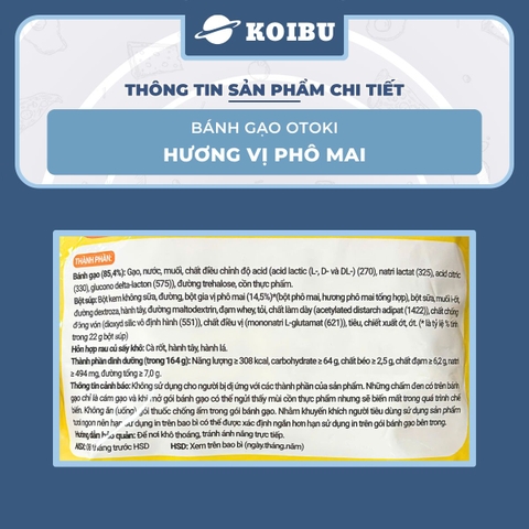 OTOKI - Bánh gạo Otoki hương vị Phô mai, Bánh gạo phô mai Otoki Jin, Bánh gạo phô mai Jin Ottogi - 164g/gói - 00688