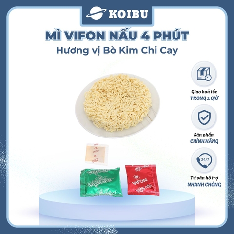 VIFON –  Mì Vifon nấu 4 phút hương vị bò kim chi cay - Mì gói Vifon, Mì nấu vị bò kim chi cay, Mì bò kim chi cay Vifon, Mì nấu 4 phút hương vị bò kim chi cay, Mì Vifon bò kim chi cay nấu 4 phút - 105g/gói - 00219