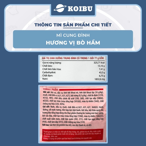 AFOTECH - Mì Cung Đình Bò hầm, Mì Bò hầm Cung Đình, Mì khoai tây Cung Đình Bò hầm, Mì Cung Đình gói - 79g/gói - 00301