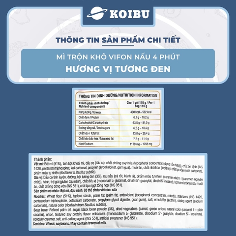 VIFON – Mì Vifon nấu 4 phút hương vị trộn tương đen - Mì gói Vifon, Mì nấu Vifon, Mì trộn, Mì trộn vị tương đen, Mì Vifon trộn tương đen, Mì trộn tương đen nấu 4 phút Vifon, Mì trộn tương đen Vifon - 110g/gói - 00479