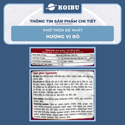 ACECOOK - Phở trộn Đệ Nhất Hương vị Bò - Phở bò trộn Đệ Nhất - Đệ Nhất Phở trộn/ Phở Đệ Nhất/ Phở ăn liền Đệ Nhất - 84g/gói - 00058