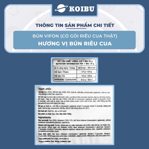 VIFON - Bún Vifon hương vị Bún riêu cua (có cua thật), Bún riêu Vifon, Vifon bún riêu cua Vifon - 80g/gói - 00143