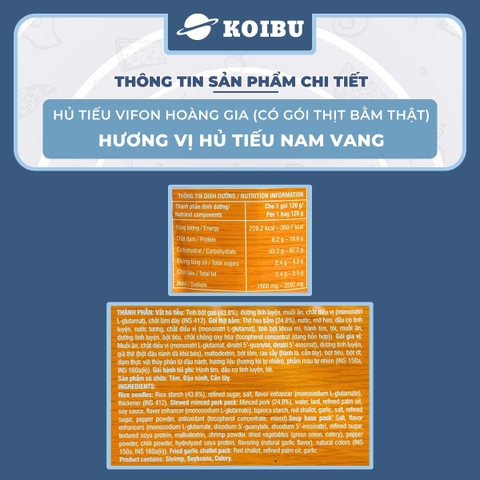 VIFON - Hủ tiếu Hoàng Gia hương vị Hủ tiếu nam vang (có thịt thật), Hủ tiếu nam vang Vifon Hoàng Gia - 120g/gói - 00167