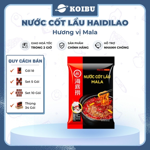 HAIDILAO - Nước cốt lẩu vị Mala Haidilao, nước cốt lẩu Mala cay tê Tứ Xuyên, nước cốt lẩu dầu cay Mala - 220g/gói - 00888