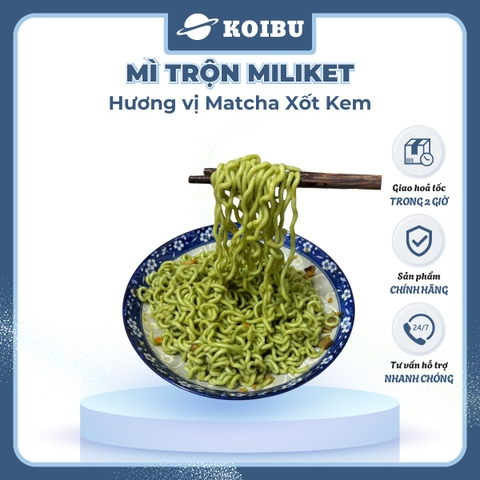 COLUSA - Mì trộn Miliket Matcha xốt kem, Mì gói Miliket trộn Matcha sốt kem, Mì trộn Colusa Trà xanh - 117g/gói - 00080