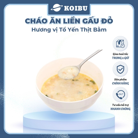 ASIAFOODS - Cháo ăn liền Gấu đỏ hương vị Tổ yến thịt bằm, Cháo tổ yến Gấu đỏ thịt bằm, Cháo yến Gấu Đỏ - 50g/gói - 00341
