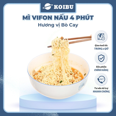 VIFON – Mì Vifon nấu 4 phút hương vị bò cay - Mì gói Vifon, Mì nấu Vifon, Mì nấu vị bò cay, Mì bò cay Vifon, Mì nấu 4 phút hương vị bò cay, Mì Vifon bò cay nấu 4 phút, Mì Vifon nấu ăn liền - 105g/gói - 00221