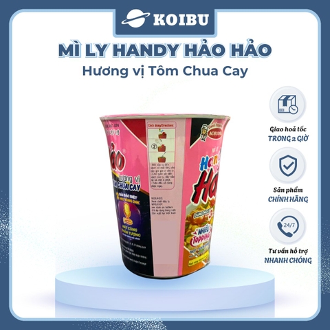 ACECOOK - Mì ly Handy Hảo Hảo hương vị Tôm chua cay, Mì ly Hảo Hảo tôm chua cay, Mì tôm chua cay ăn liền - 67g/ly - 00017