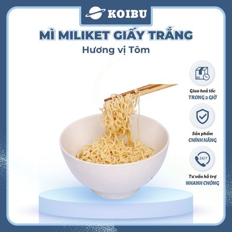 COLUSA - Mì Miliket gói giấy trắng hương vị Tôm, Mì tôm gói giấy trắng Miliket, Mì giấy Miliket - 65g/gói - 00088