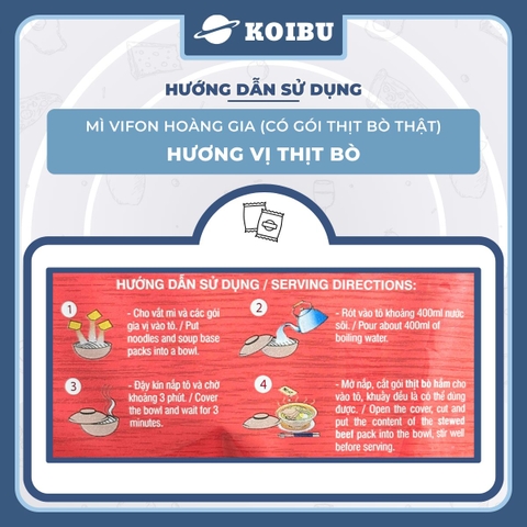 VIFON - Mì Hoàng Gia hương vị Thịt Bò (có gói thịt bò thật), Mì thịt bò ăn liền Vifon Hoàng Gia - 130g/gói - 00214
