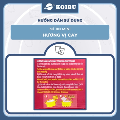 OTOKI - Mì Jin Mini hương vị cay, Mì Jin cay Mini, Mì Mini Jin Otoki cay, Mì Jin Ottogi Hàn Quốc - 80g/gói - 00403