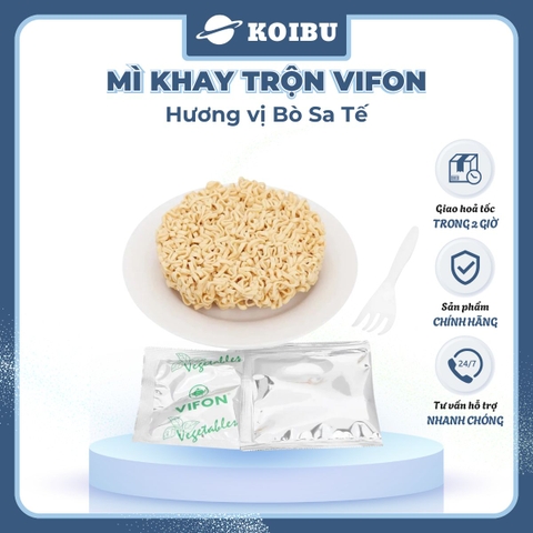 VIFON - Mì khay trộn Vifon hương vị Bò sa tế (có gói xốt Bò sa tế), Mì xào bò sa tế Vifon khay - 90g/khay - 00241