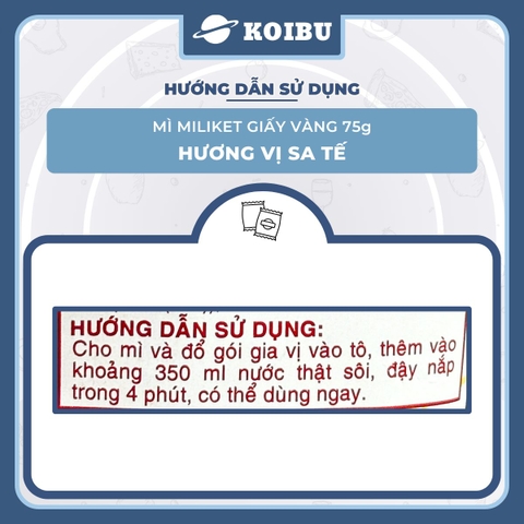 COLUSA - Mì Miliket giấy vàng gói 75g hương vị Sa tế, Mì giấy Miliket sate, Mì gói giấy vàng sa tế Miliket - 75g/gói - 00091