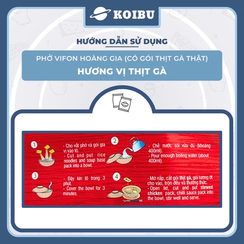 VIFON - Phở Thịt gà Hoàng Gia (có gói thịt gà thật), Phở Hoàng Gia Thịt gà, Phở gà Vifon Hoàng Gia - 120g/gói - 00177
