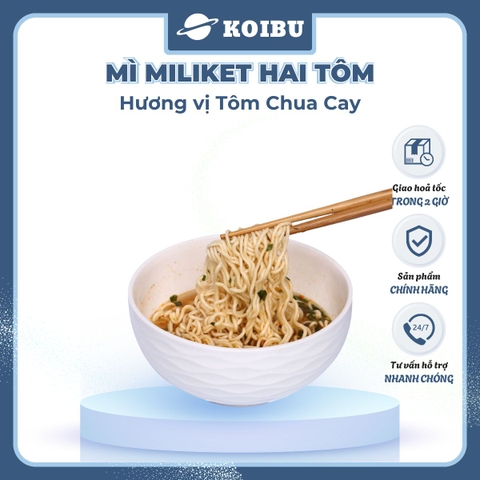 COLUSA - Mì giấy Miliket Hai Tôm gói vị Tôm chua cay, Mì tôm hiệu Hai Tôm Miliket hiệu 2 Tôm Colusa - 70g/gói - 00097