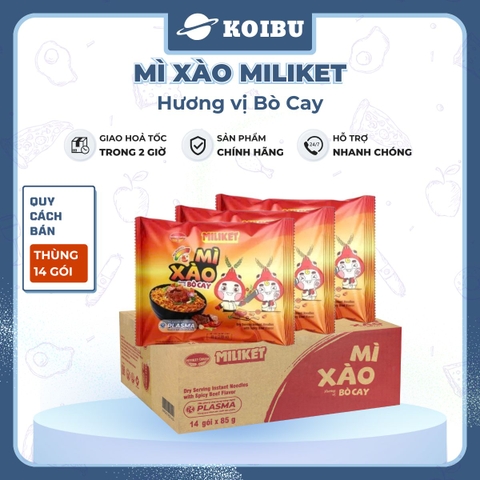 COLUSA - Mì xào Miliket hương vị Bò cay, Miliket Mì xào ăn liền Miliket, Mì trộn Bò cay Miliket