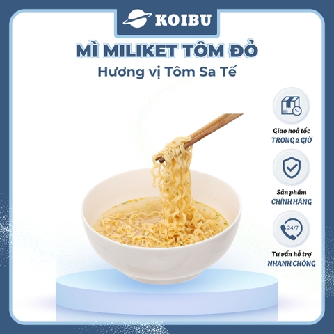 COLUSA - Mì Miliket Tôm Đỏ gói vị Tôm sa tế, Mì tôm sa tế Tôm Đỏ Miliket, Mì giấy Miliket Colusa - 80g/gói - 00093