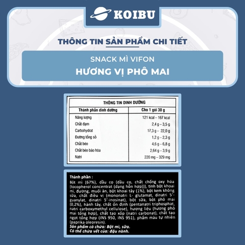 VIFON - Snack mì Vifon hương vị Phô Mai - Snack mì Vifon vị Phô Mai, Snack phô mai Vifon - 30g/gói - 00197