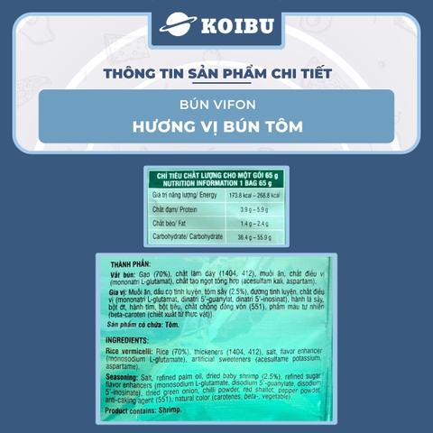 VIFON - Bún Vifon hương vị Bún tôm, Bún tôm Vifon, Bún Vifon bún tôm, Bún tôm ăn liền Vifon gói - 65g/gói - 00144