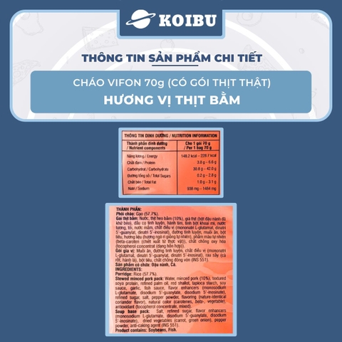 VIFON - Cháo Vifon 70g hương vị Thịt bằm (có gói thịt bằm thật), Vifon Cháo thịt bằm Vifon ăn liền - 70g/gói - 00154