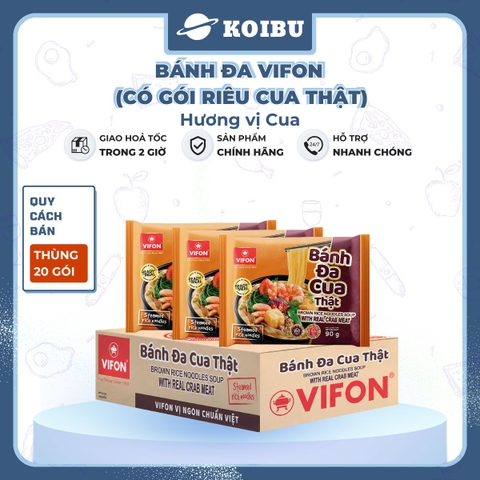 VIFON - Bánh đa Vifon cua thật, bánh đa cua thịt thật Vifon , bánh đa có gói cua thật Vifon - 90g/gói - 00009