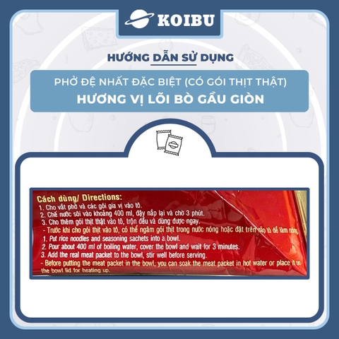 ACECOOK - Đệ Nhất phở đặc biệt lõi bò gầu giòn (có gói thịt thật), phở bò Đệ Nhất lõi bò gàu giòn, phở ăn liền Đệ Nhất - 108g/gói - 00514