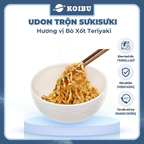 ACECOOK - Mì trộn Udon Sưkisưki hương vị Bò xốt Teriyaki, Mì Udon Sưki Sưki trộn, Mì udon Suki Acecook - 82g/gói - 00037