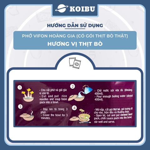 VIFON - Phở Thịt bò Hoàng Gia (có gói thịt bò thật), Phở Hoàng Gia Thịt bò, Phở bò Vifon Hoàng Gia - 120g/gói - 00176