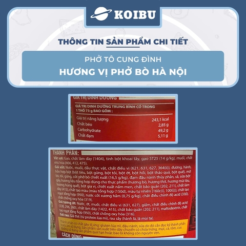 AFOTECH - Phở tô Cung Đình hương vị Phở bò Hà Nội, Phở bò Cung Đình tô, Phở bò Hà Nội Cung Đình ăn liền - 73g/tô - 00316
