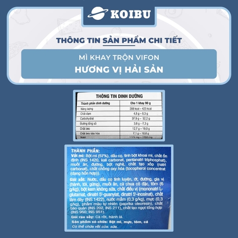 VIFON - VIFON - Mì khay trộn Vifon hương vị Hải Sản (có gói xốt Hải sản), Mì xào hải sản Vifon khay - 90g/khay - 00239