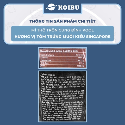 AFOTECH - Mì thố trộn Cung Đình Kool hương vị Tôm trứng muối, Mì trộn trứng muối Cung Đình Kool - 90g/thố - 00321