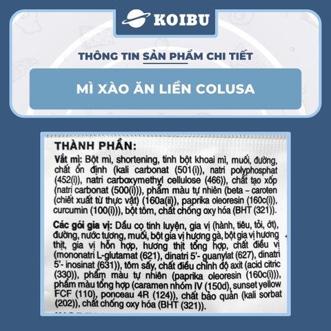 COLUSA - Mì xào ăn liền Colusa, Mì xào Colusa, Mì xào ăn liền Miliket, Mì xào cao cấp Colusa - 85g/gói - 00619