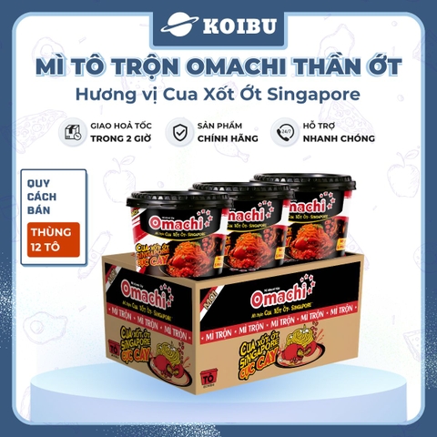 MASAN - Mì tô trộn Omachi Thần Ớt hương vị Cua xốt ớt Singapore, mì Omachi tô trộn cua xốt ớt Singapore - 96g/tô - 00808